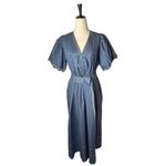 Hunter Bell Dress Women Medium Blue Cotton Puff Sleeve Valencia Midi Boho Photo 1