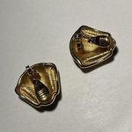 Monet Signed  Clip On Gold Tone Black Enamel Earrings Photo 7