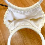 Handmade Vintage Crochet Handbag White with Circle Acrylic Handle Boho Purse Photo 2
