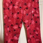 DStudio Bright Red Floral Slacks Pants With Sparkly Sequins Flat Front Size 14 Photo 8