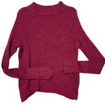 Free People  Berry Pink Asymmetrical Knit Sweater Size Large Cowl Neck Cozy Knit Photo 9