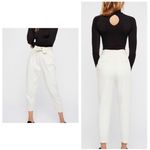 Free People High Waisted ‘90S Peg Paperbag Pants in Creme- Size 8 Photo 2