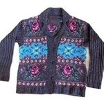 Vintage River Art Brown Rose Wool & Silk Cardigan Size Large Photo 0