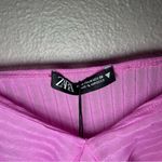 ZARA NEW  pink ruffled & pleated cold shoulder cropped blouse women’s size medium Photo 8