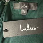 Lulus NWT  Women's Emerald Green Satin Flutter Sleeve Maxi Dress Size L Holiday Photo 8