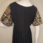 Stevie Hender  Formal Line Maxi Formal Dress Black Color Gold Lace Size L.#89 Photo 6