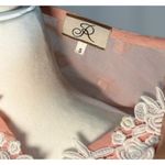 Size S Women Embroidered Long Sleeve Dress With Lace Trim Pink Photo 5