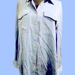 Chico's Sandwash Faux Suede Satin Easy Shirt Womens 3 Button Up Blue Size 16-18 Photo 2