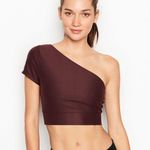 Victoria Sport Burgundy One Shoulder Banded Crop Top Photo 0