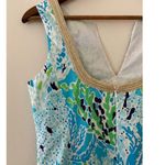 Lilly Pulitzer  Janice Blue Green Gold Sheath Shift Dress 2 Flaw Minor Photo 6