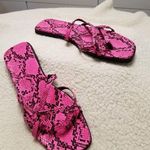 14th & Union  Caite HotPink/Black Snake Print Strappy Slide Flip Flop Sandal 8M Photo 0