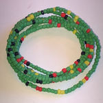 Colorful Boho Seed Bead Beaded Necklace with Green, Red, and Yellow Accents Green Photo 0