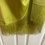 Pretty Little Thing NWT  Olive Satin Bardot Tassel Hem Draped Midi Dress Sz 12 Photo 3