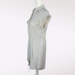EXPRESS Mini Shirt Dress Gray White Microprint Collared Button Belted Small Photo 3