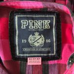 PINK - Victoria's Secret  Shirt Dress Hot Pink Flannel Plaid Tunic XS Rhinestone Photo 6