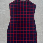 SheIn Straight Neckline Plaid Navy Blue And Red Bodycon Mini Dress Sz Xs NWOT Photo 0