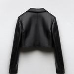 ZARA Faux Leather Cropped Blazer Photo 3