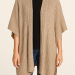Chico's  Tan Cream Beige Ruana Sweater One Size Shawl Poncho‎ Open Weave Knit Photo 0