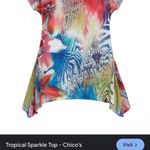 Chico's  polyester multicolor floral short sleeve tropical blouse size small Photo 9