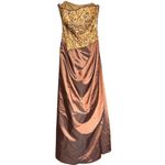 Jovani Formal Gown Sz 12 Gold Brown Strapless Dress Sequins beaded Ball Prom Photo 1