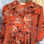 Natural Life  Rebecca midi tiered dress orange tropical floral bouquet large FLAW Photo 6