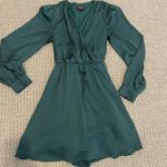 EXPRESS  Dress Womens Small Emerald Green Vneck Long Sleeve Knee Holiday Casual Photo 0