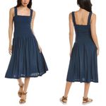 Nation Ltd  Navy Blue Smocked Midi Dress Sleeveless Ruffle Womens Size S Photo 1