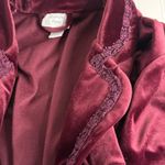 Jasmine Vintage Burgundy Velvet Robe Sz Large Floral Long Boho Loungewear Cigar Bar Photo 3