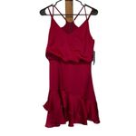 Lulus Lulu’s On The Floor Fuchsia Satin Sleeveless Ruffle Mini Dress Size S Photo 2