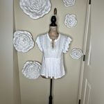 Lucky Brand Embroidered Peasant White, Blue & Yellow Babydoll Blouse Siz… Photo 1