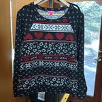Betsey Johnson Hearts & Lips XO Pullover Black/Red/White Top Size Medium Photo 0