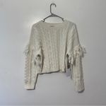 1. State NWT  Fringe Sleeve Cable Sweater | Size: Large Photo 2
