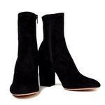 Valentino Garavani Valentino • Stretch-Suede Sock Boots ankle booties block heeled zip leather Photo 0