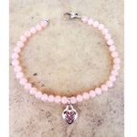 Judith Ripka  Sterling Silver Rose Quartz Heart Pendant Charm Beaded Necklace Photo 2