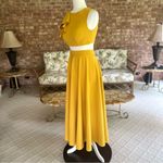 TS Couture 2 Piece Midi Skirt Set Mustard Yellow Cropped Ruffle Top NWT 0 Chic Photo 5
