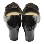 Kate Spade Glossy Patent Leather Reptile Embossed Chunky Heel Loafer Pump 7M Photo 2