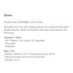 Urban Outfitters NWT  Vida Lace-Back Smocked Top Black Photo 8