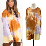 Free People Be Free Tie Dye Long Sleeve Tee Lilac Woods Size Large Photo 1