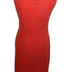 Garnet Hill Eyelet Crochet Lace Coral Pink Sheath Midi Dress, Size 6 Photo 2