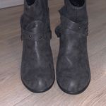 Faded Glory  Gray Metallic Heeled Ankle Boots Block Moto Boho Photo 2