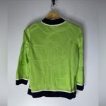 Ming Wang  Green Zip Green Textured Floral Jacket Black Trim Small Photo 1