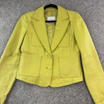Spiegel Womens Size 6 Yellow Leather Blazer Jacket Pockets Buttons Workwear Chic Photo 0
