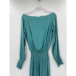 Alexie Clemence Dusty Aqua Blue Long Sleeve Smocked Silk Maxi Dress Size S Photo 2