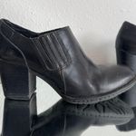 Born concept BORN Black Leather Western Breckin Low Ankle Chunky Block Heel Slip On Boots Photo 2