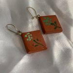 Handmade Vintage Hand Painted Flower Earrings Photo 2