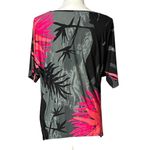 Clara Sun Woo Tunic Size XS Gray Pink Coral Angle Hem Lagenlook Floral Tropical Photo 1