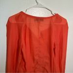 Loft  Long Sleeve Button Down Top Sheer Coral Photo 6