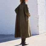 Free People  Shayla Beach Robe Olive Terry Duster Open Front Oversized Sz Medium Photo 4