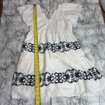 Old Navy  Embroidered Flutter-Sleeve Swing Dress small cotton blend white black Photo 7