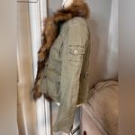 BCBGMAXAZRIA  women’s cargo jean jacket with fox fur Photo 8
